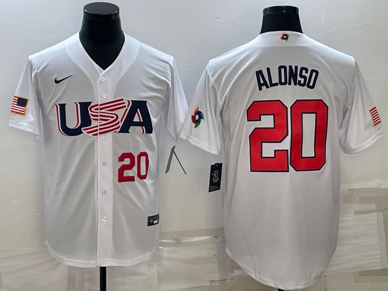 Men 2023 World Cub USA #20 Alonso White Nike MLB Jersey7->more jerseys->MLB Jersey